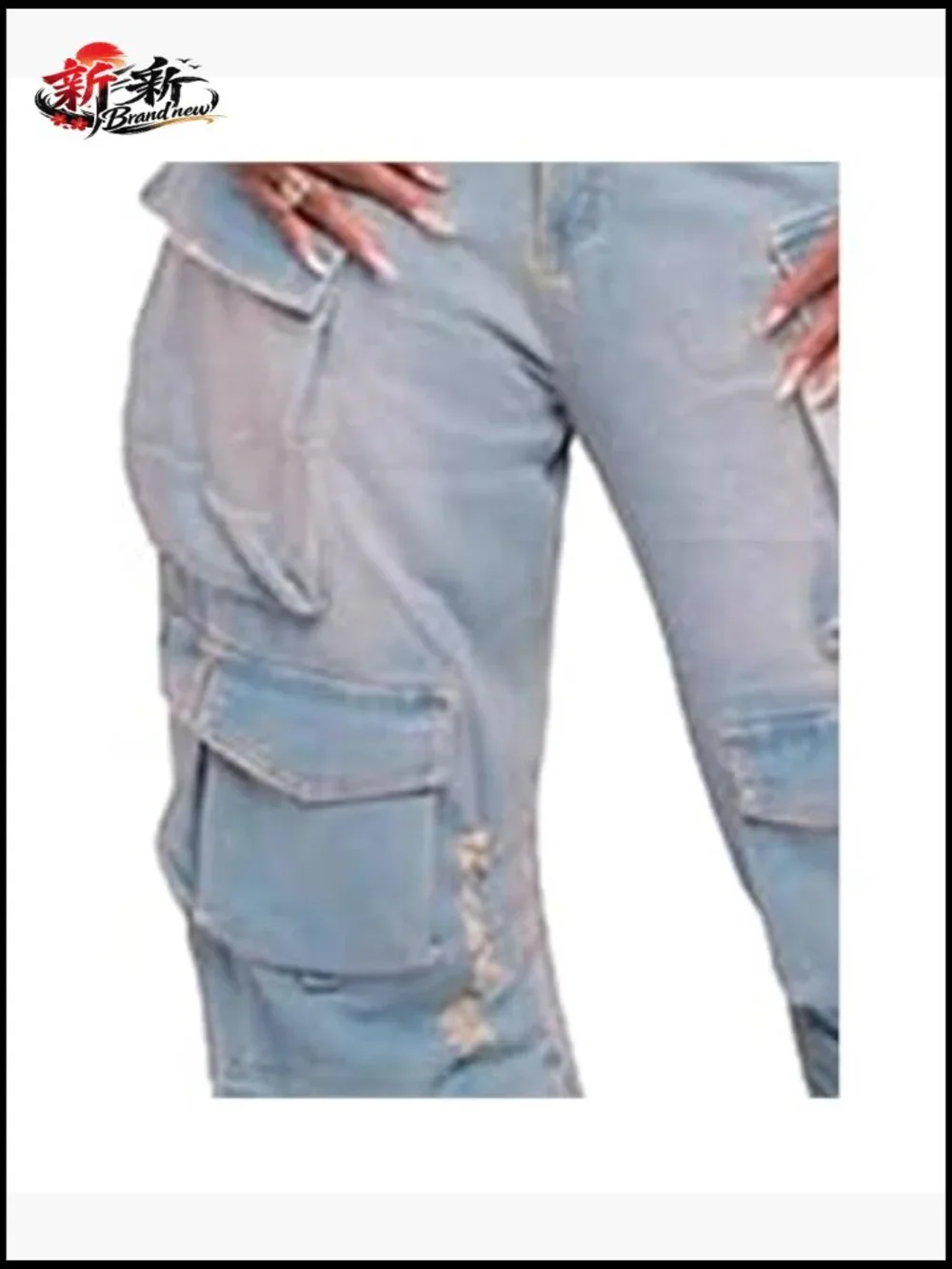 Polyester Camo Jumpsuit with Button Closure and Cargo Pockets - Picture 4 of 5